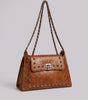 Y2K Shoulder Bag Rivet Turn-Lock Design Chain Strap Brown Streetwear — Vintage Rivet Turn-Lock
