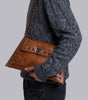 Y2K Shoulder Bag Rivet Turn-Lock Design Chain Strap Brown Streetwear — Vintage Rivet Turn-Lock