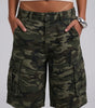 Urban Recon Camo Cargo Baggy Jorts in Army Green