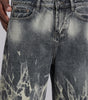 Ash Flame Graphic Baggy Denim Jorts in Black Wash