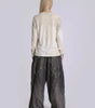Fallen Scholar Distressed Text Graphic Long Sleeve Top in Washed Cream
