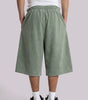 Star Patch Baggy Drawstring Shorts in Washed Olive