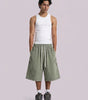 Star Patch Baggy Drawstring Shorts in Washed Olive