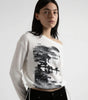 Y2K Long Sleeve Top Vintage Print Skew Collar Blue White Streetwear — Riot Vintage Print
