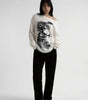 Y2K Long Sleeve Top Vintage Print Skew Collar Blue White Streetwear — Riot Vintage Print